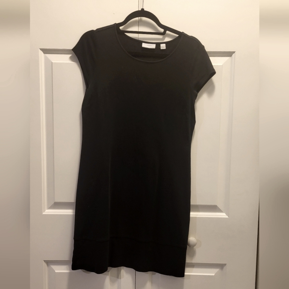New York & Company Women's Black Short Sleeve Sheath Shirt Dress Size Small